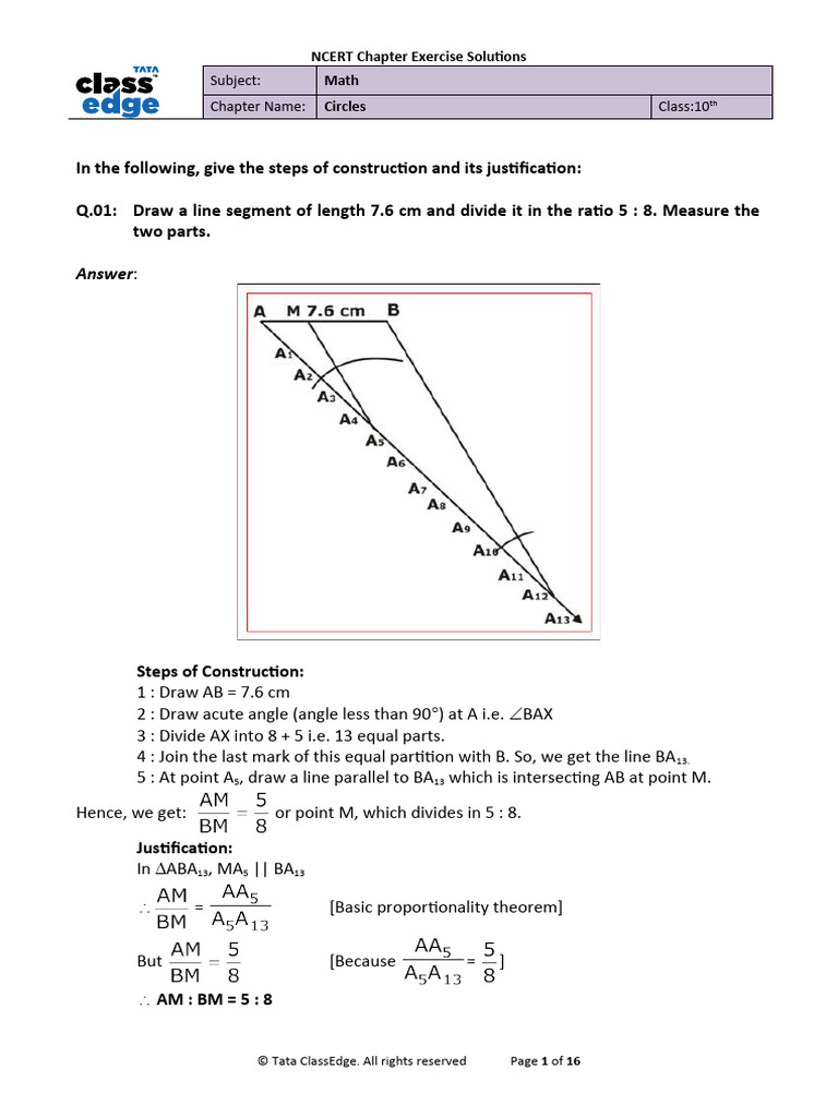 Class 10 Math Ex 11.1