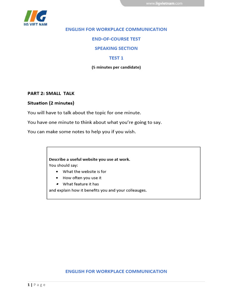 EFWC - Speaking Section - For Candidate | PDF | Communication | Human ...