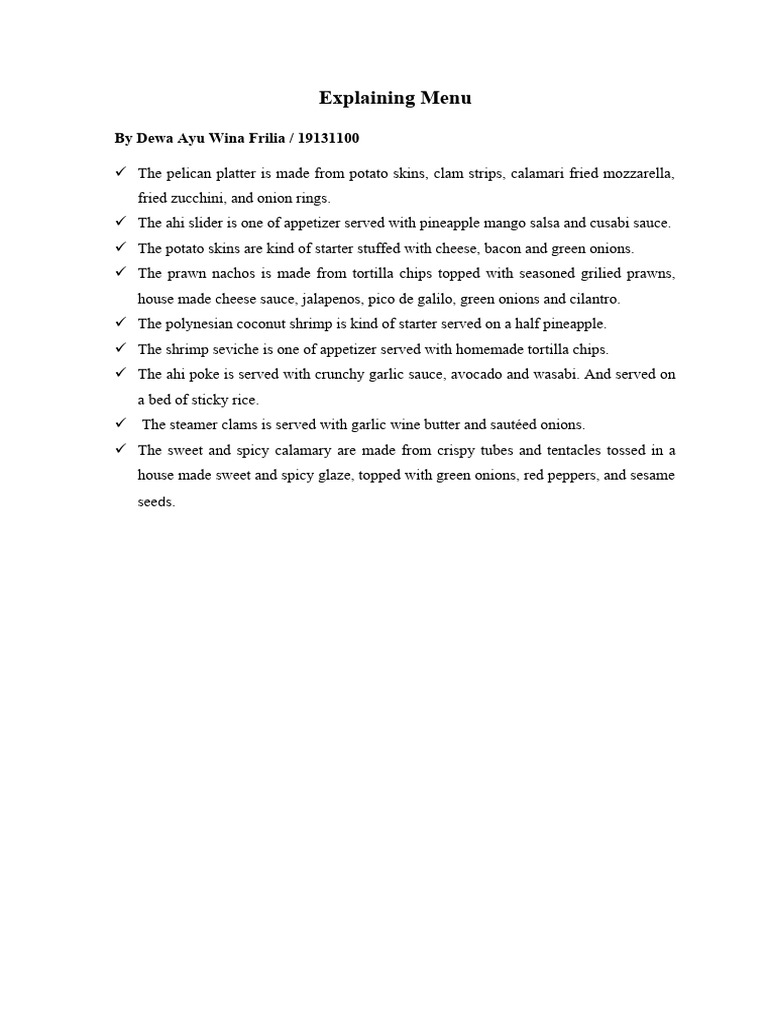 Explaining Menu | PDF