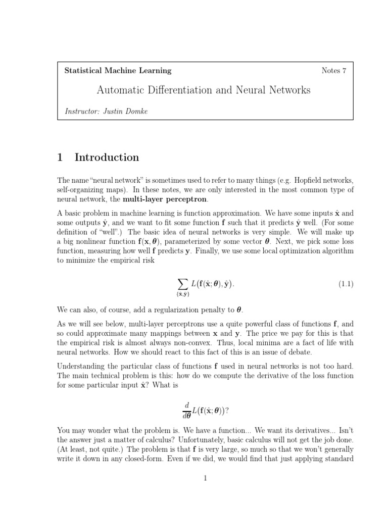 Neural Networks and Automatic Differentiation | PDF | Artificial Neural ...