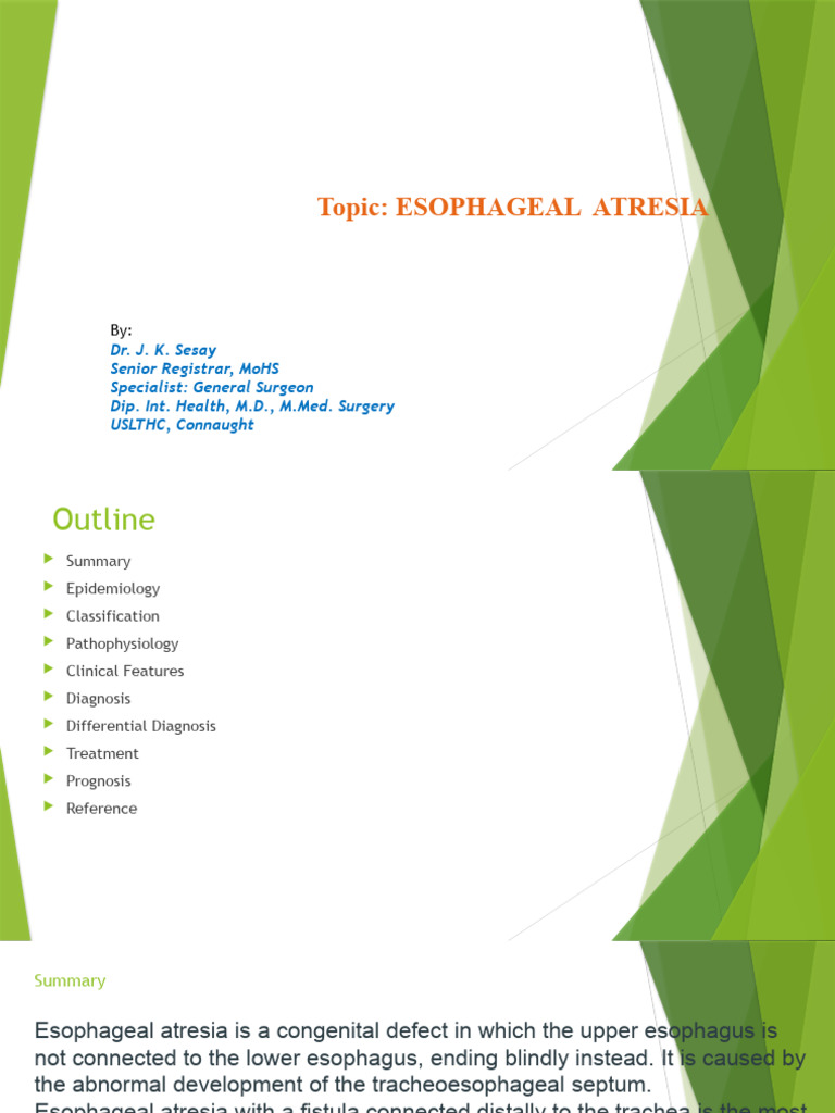 Understanding Esophageal Atresia | PDF | Esophagus | Medical Specialties
