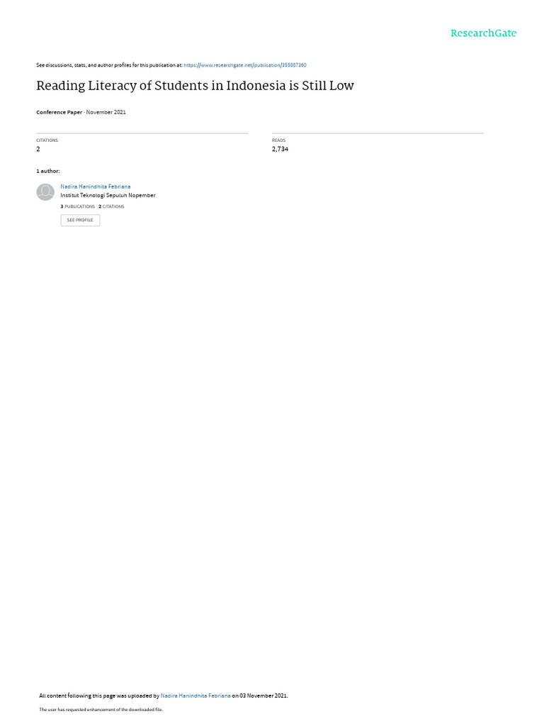 Reading Literacy Of Students In Indonesia Is Still Low Pdf Literacy