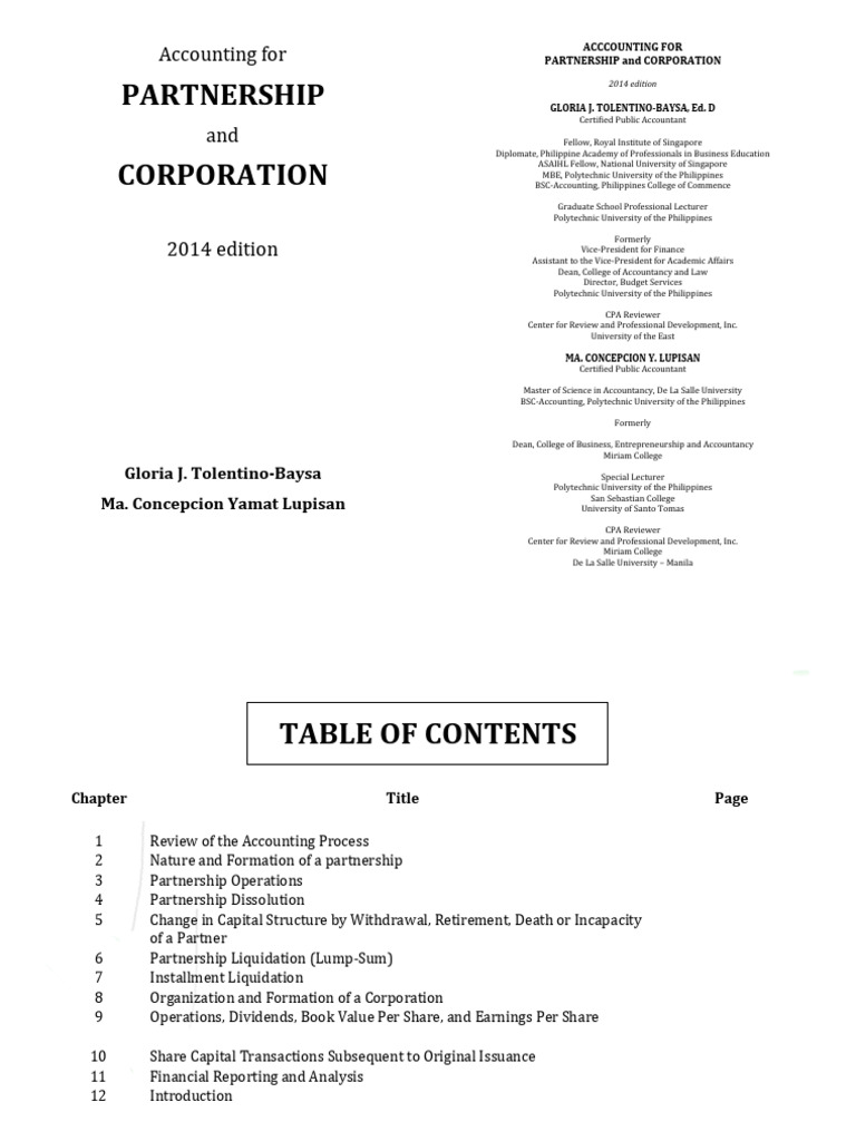 Accounting for Partnerships and Corporations | PDF | Debits And Credits ...
