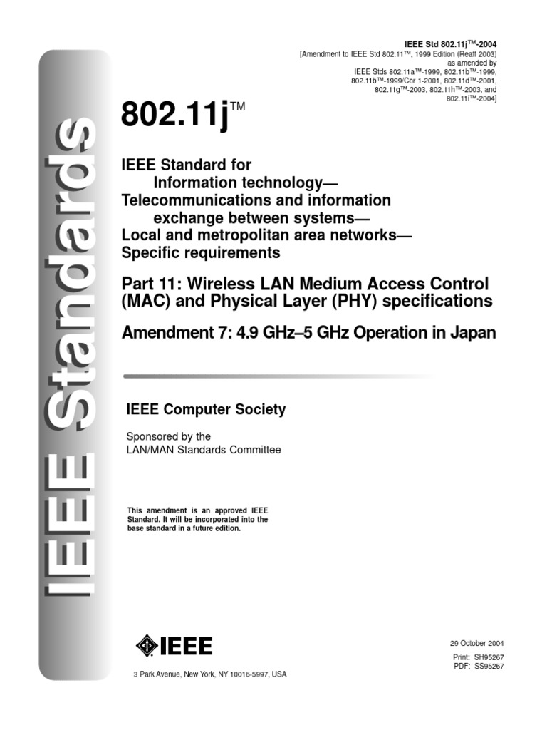 IEEE Standard 802.11j 2004 | PDF | Ieee 802.11 | Orthogonal Frequency ...