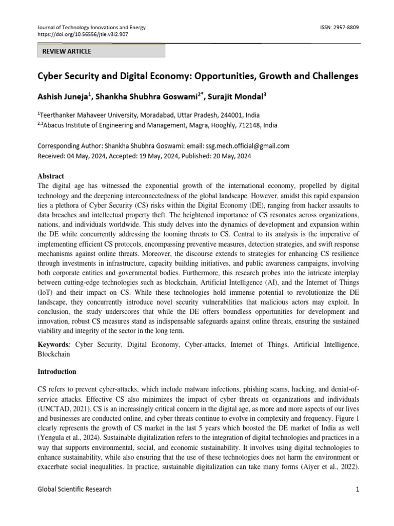 Cyber Security and Digital Economy Opportunities G | PDF | Computer ...