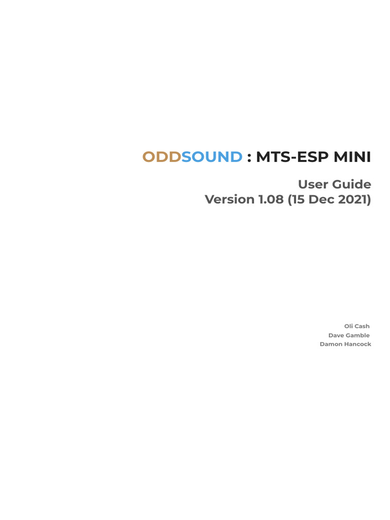 ODDSound MTS ESP Mini Manual | PDF | Computing | Software