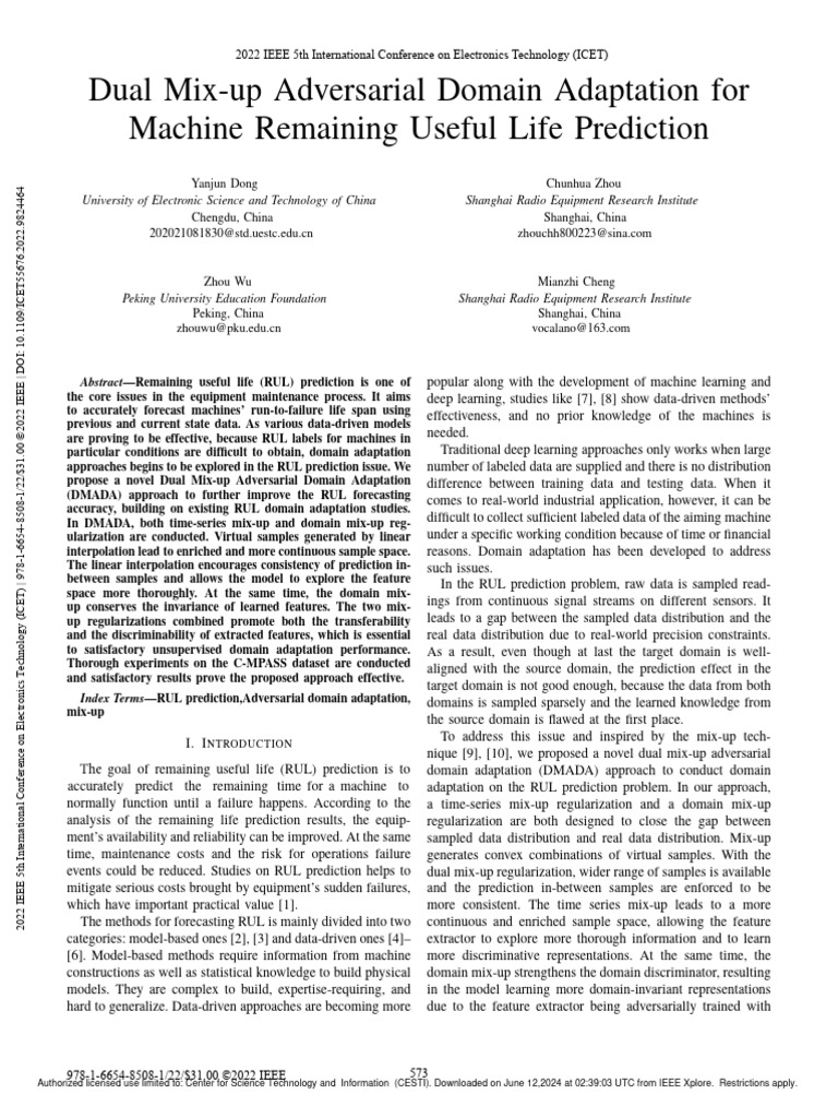 Dual Mix-Up Adversarial Domain Adaptation For Machine Remaining Useful ...