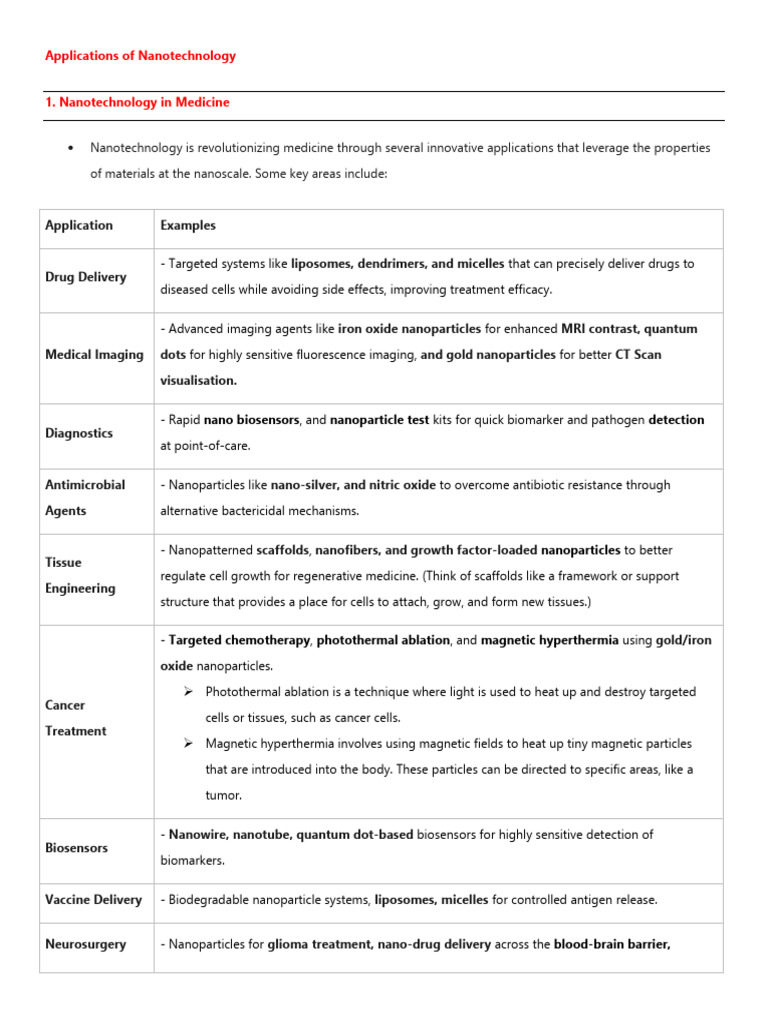 Nanotechnology Applications Across Industries | PDF | Nanotechnology ...