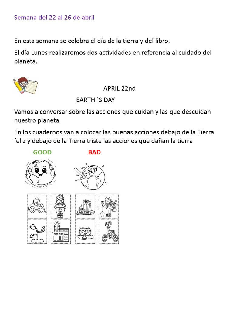 Semana Del 22 Al 26 De Abril Pdf