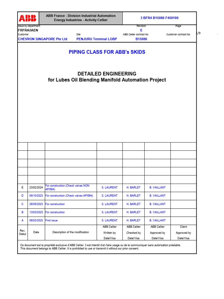 ABB Piping Class for Chevron Project | PDF | Pipe (Fluid Conveyance ...
