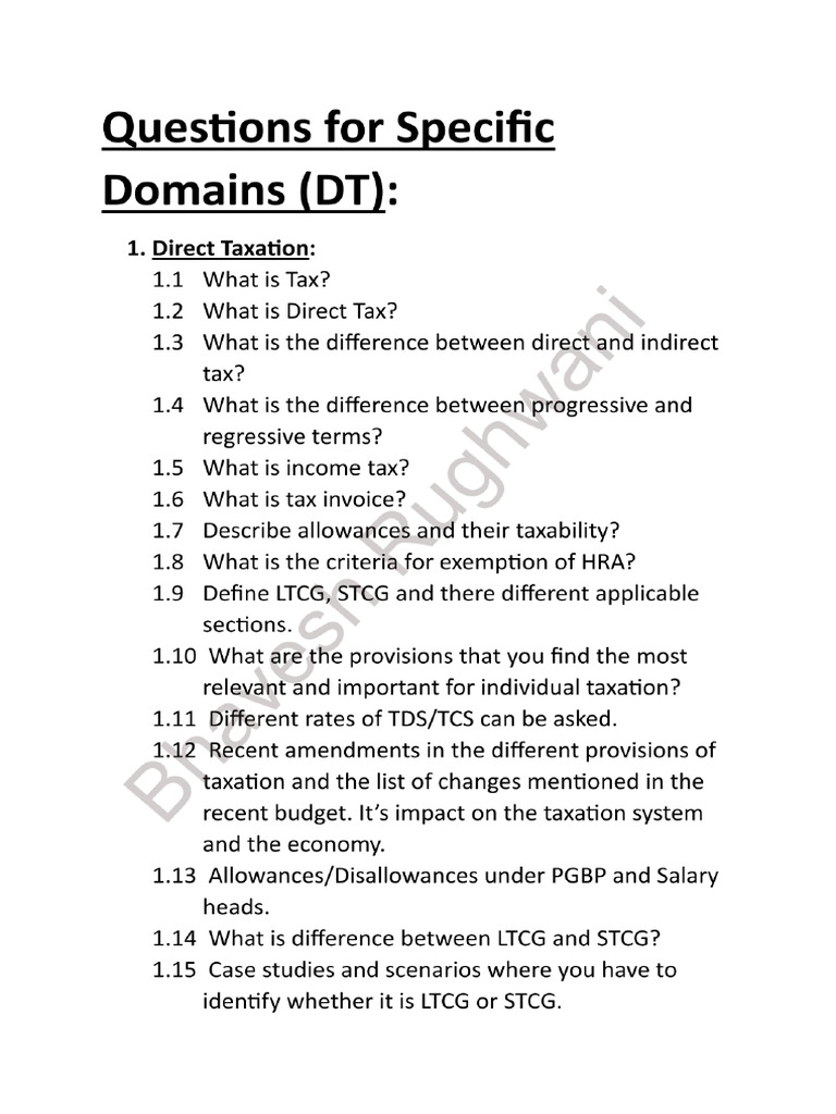Questions For Specific Domain (DT) | PDF