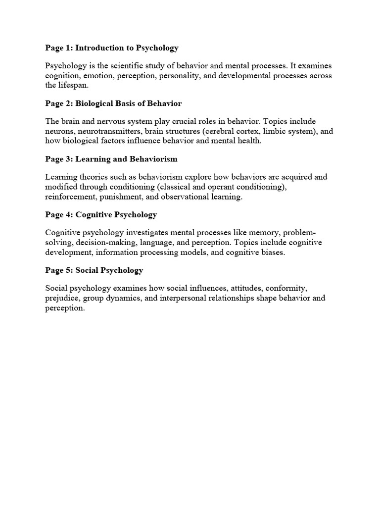 Introduction to Psychology Overview | PDF | Science & Mathematics ...