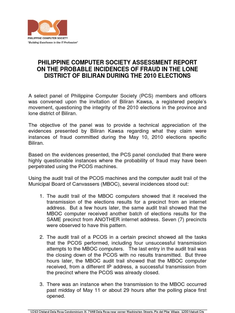 PCS Assessement Report Re Biliran Case 11.24.11 | PDF | Government ...