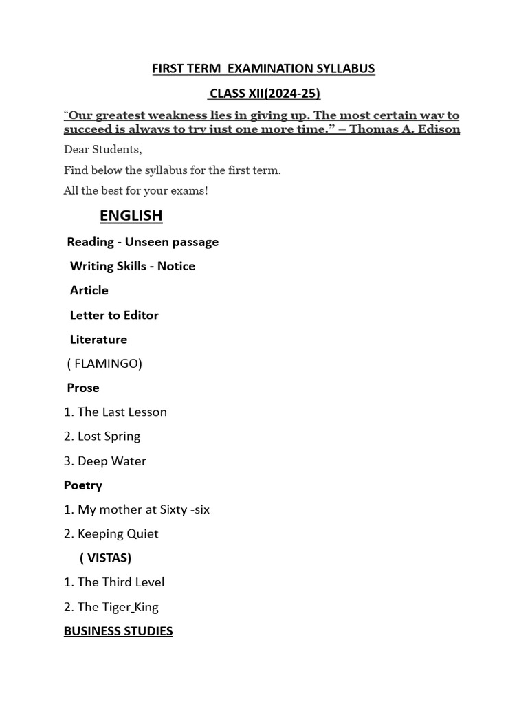 Class 12 First Term Exam Syllabus | PDF | World Wide Web | Internet & Web
