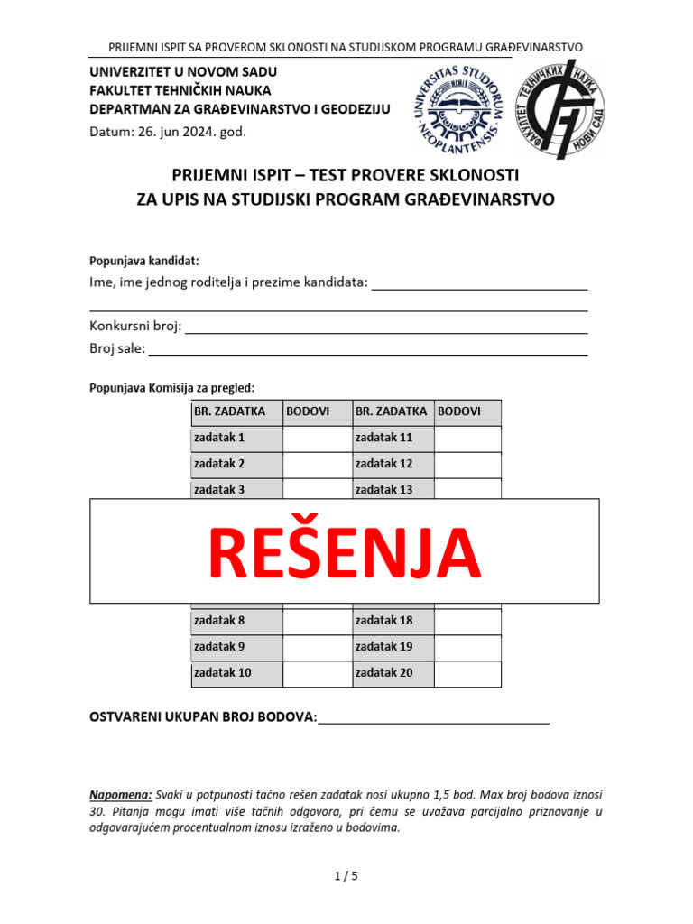 Resenja Testa 33 | PDF