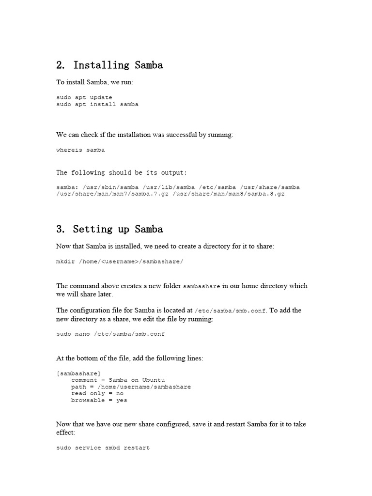 Install and Configure Samba on Linux | PDF