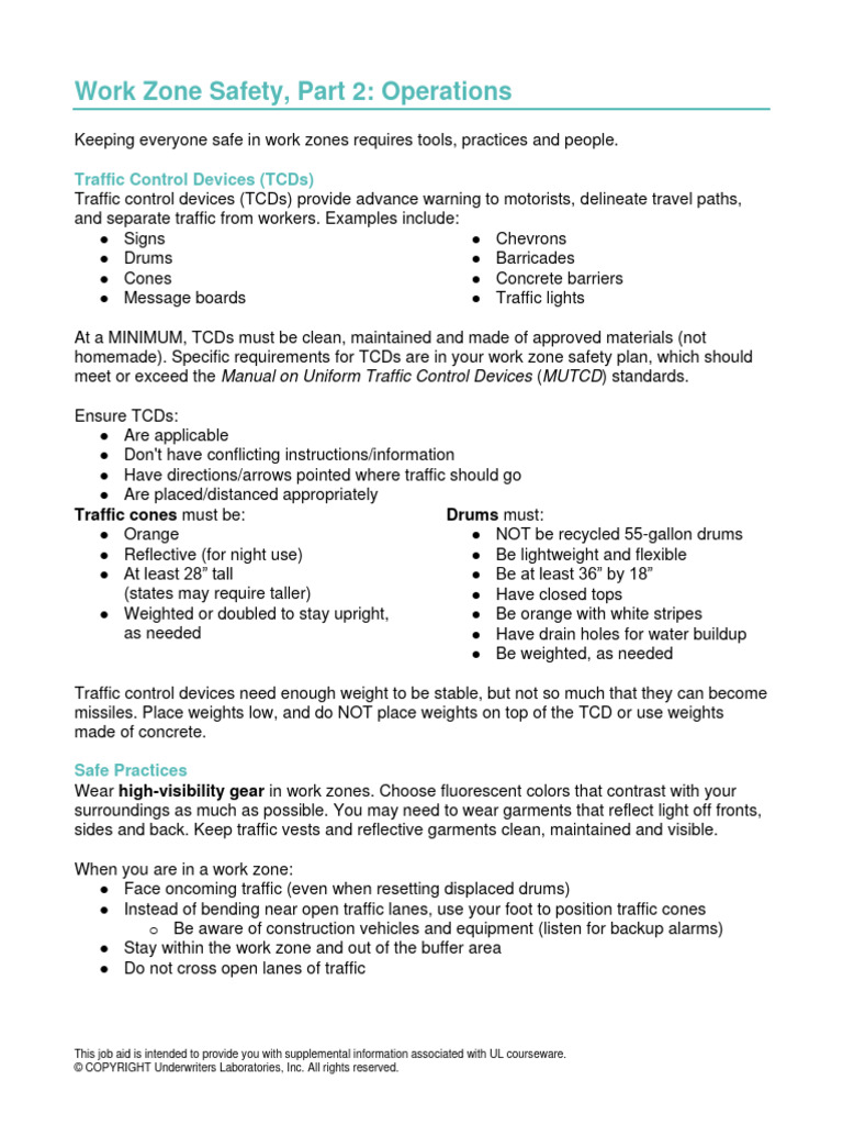 Work Zone Safety Part 2 Operations US Job Aid PS5-102985 | PDF ...