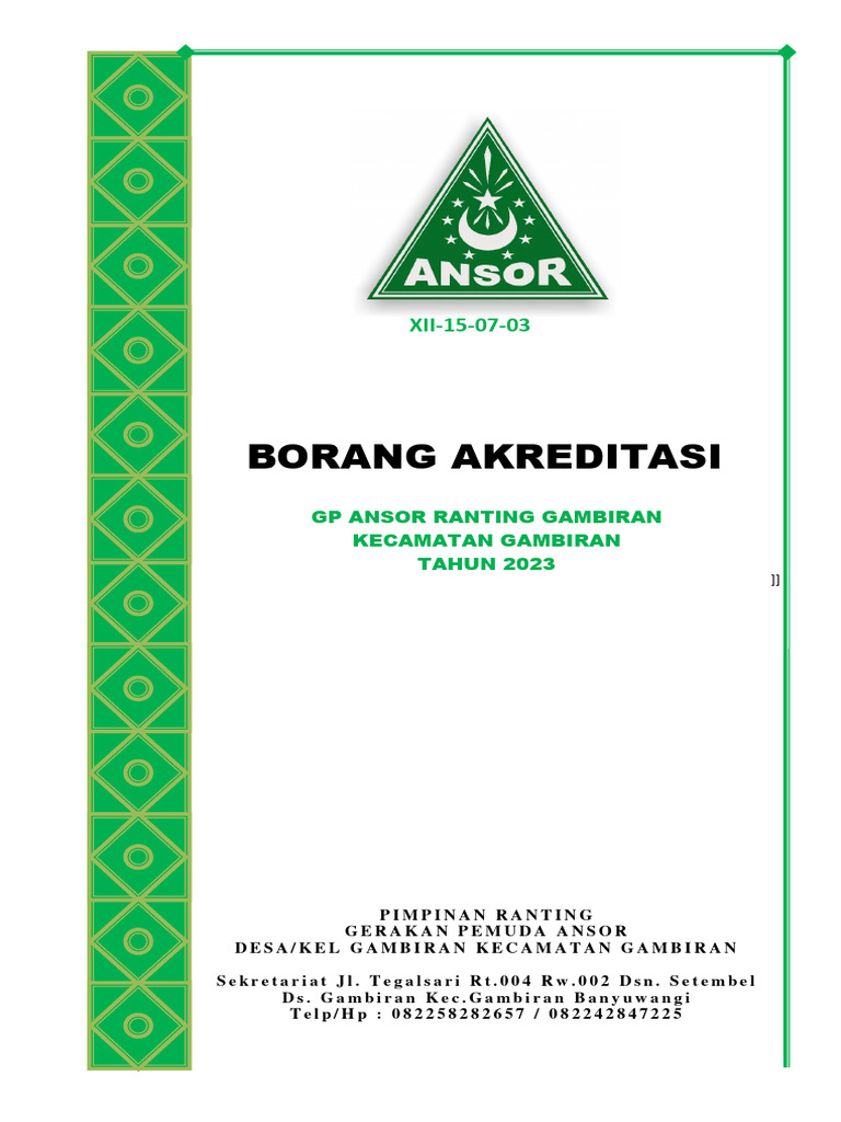 Akreditasi GP Ansor Ranting Gambiran | PDF