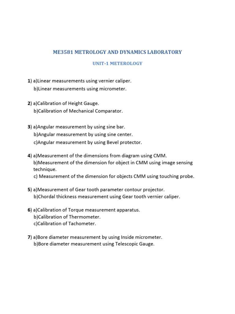 Metrology and Dynamics Lab Techniques | PDF