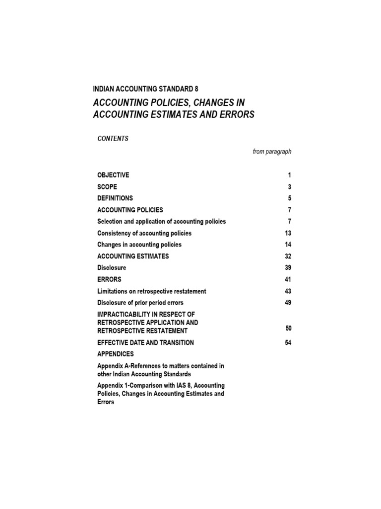 IND As 8 Accounting Policies & Changes in Accounting Estimates & Errors ...