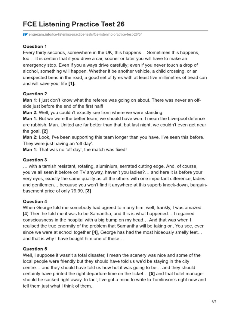 Fce Listening Practice Test 26 Pdf Foods Cuisine