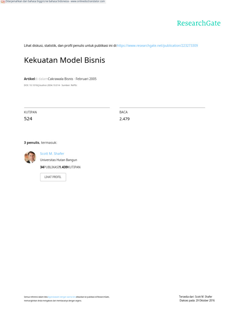 Kekuatan dan Definisi Model Bisnis | PDF | Bisnis