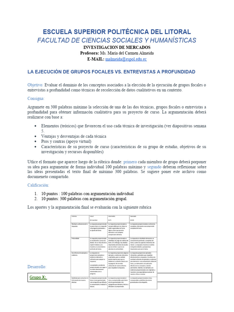 La Decisión de Grupos Focales Vs Entrevistas A Profundidad Proyecto de ...