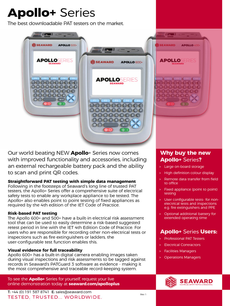 Apollo+ Series: Advanced PAT Testers | PDF | Electrical Engineering ...