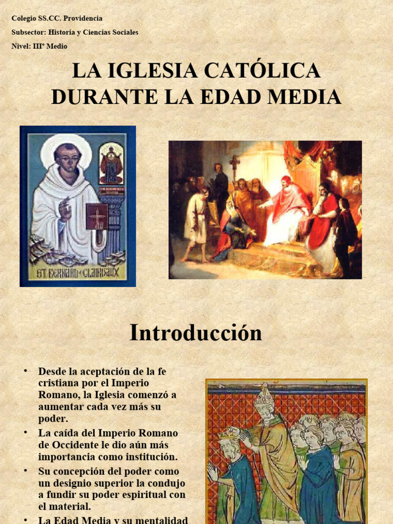 La Iglesia en La Edad Media | PDF | Edades medias | Iglesia Católica