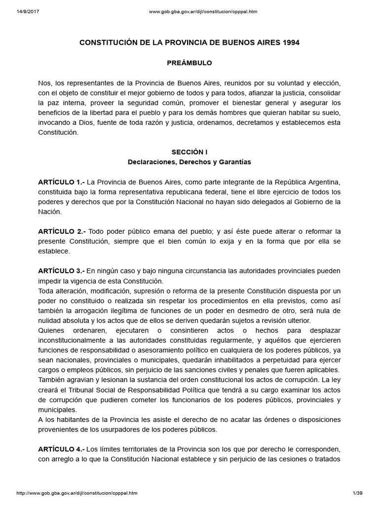 Constitución de la Provincia de Buenos Aires | PDF | Legislador ...