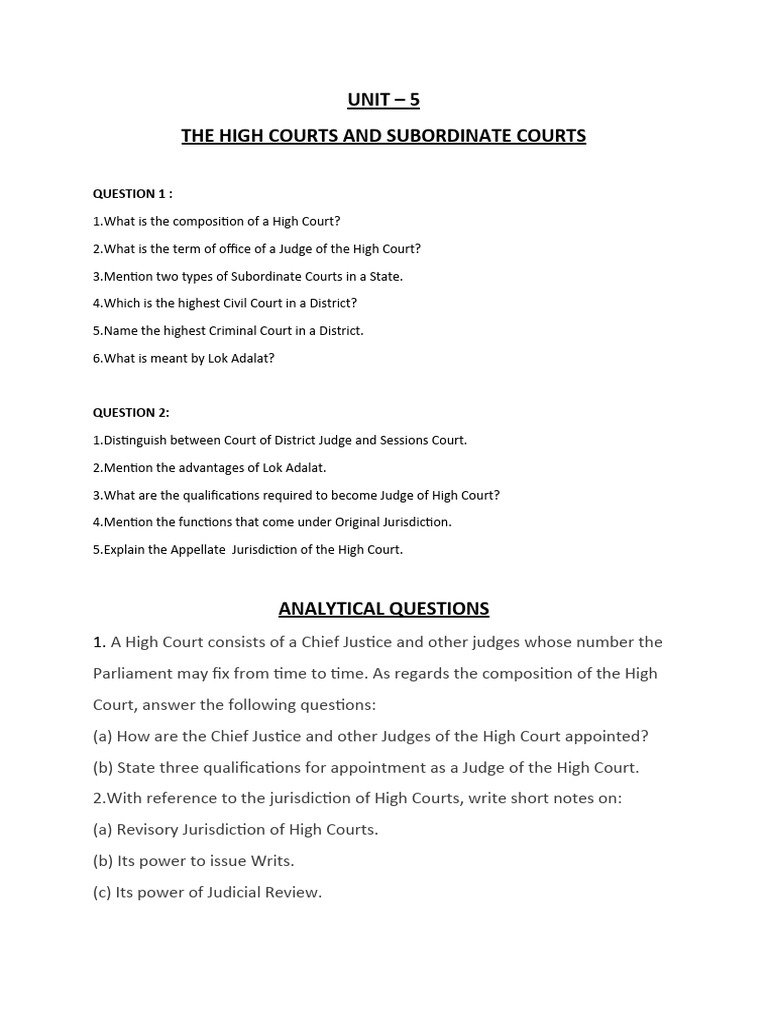 High Courts & Subordinate Courts Guide | PDF | Judge | Jurisdiction