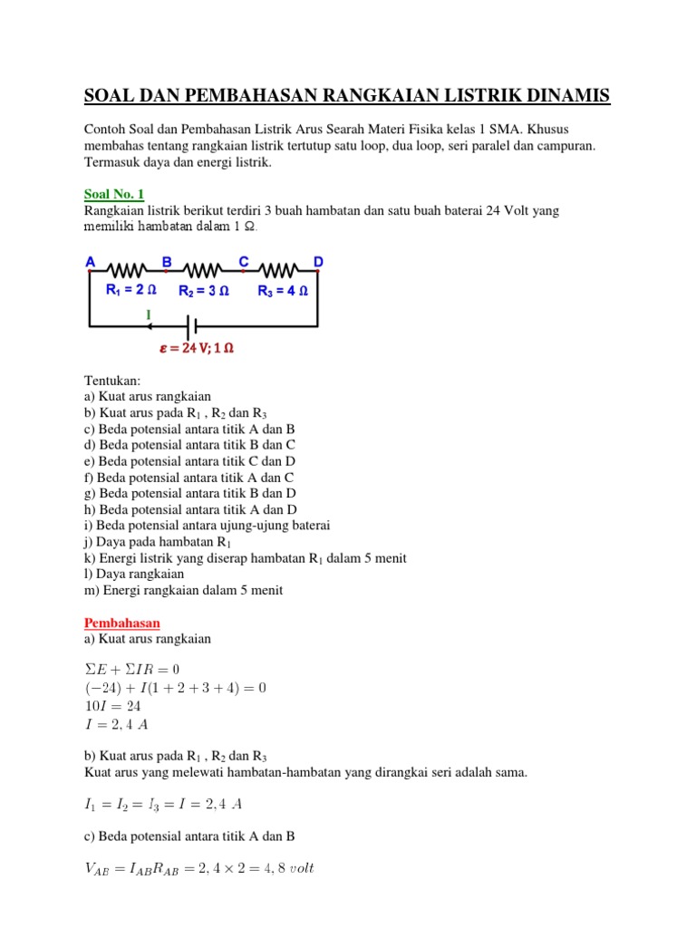 Soal Dan Pembahasan Rangkaian Listrik Dinamis Pdf