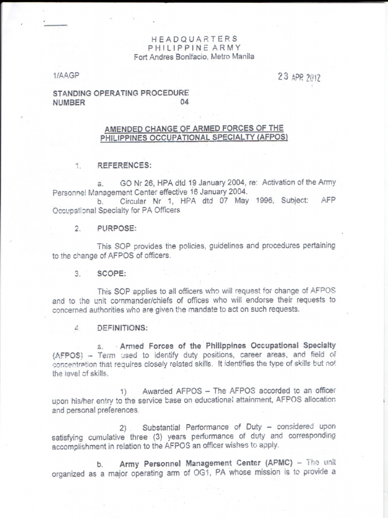 CHANGE OF AFPOS | PDF