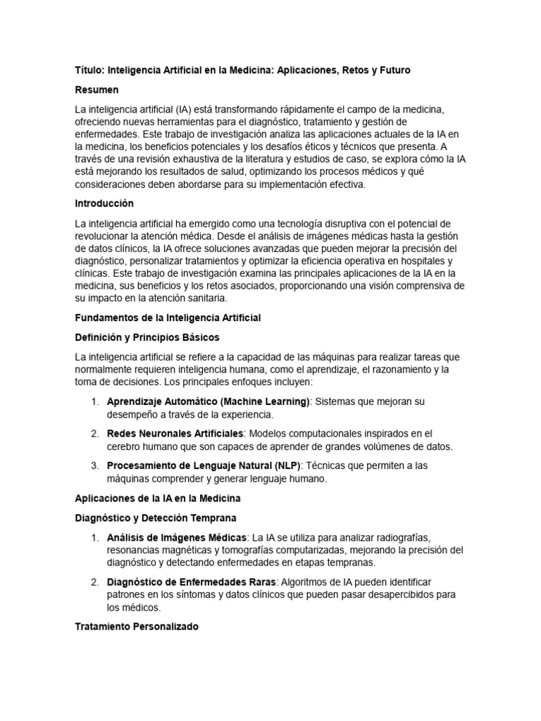Inteligecnia Artificial en La Medicina | PDF | Inteligencia artificial ...