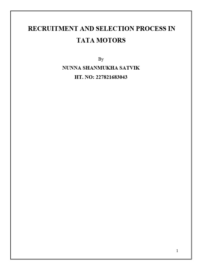 Tata Motors Recruitment Process Overview | PDF | Recruitment | Employment