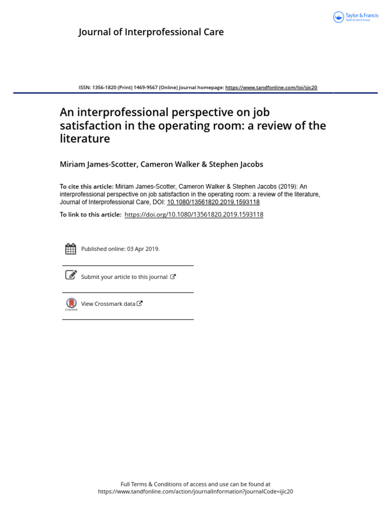 An Interprofessional Perspective On Job Satisfaction | PDF | Survey ...