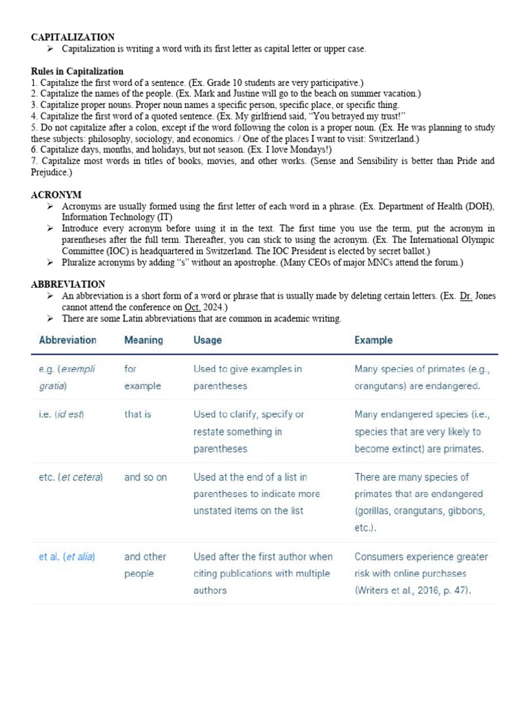 Capitalization, Acronyms, and Abbreviations Guide | PDF | Acronym ...