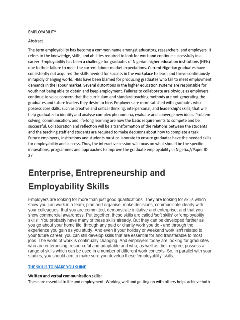 Employability and Portfolio Management-Materials | PDF ...