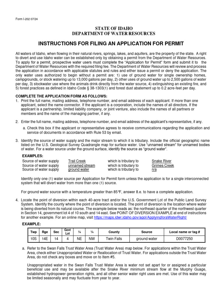 Idaho Water Rights Application Guide | PDF | Water | Groundwater