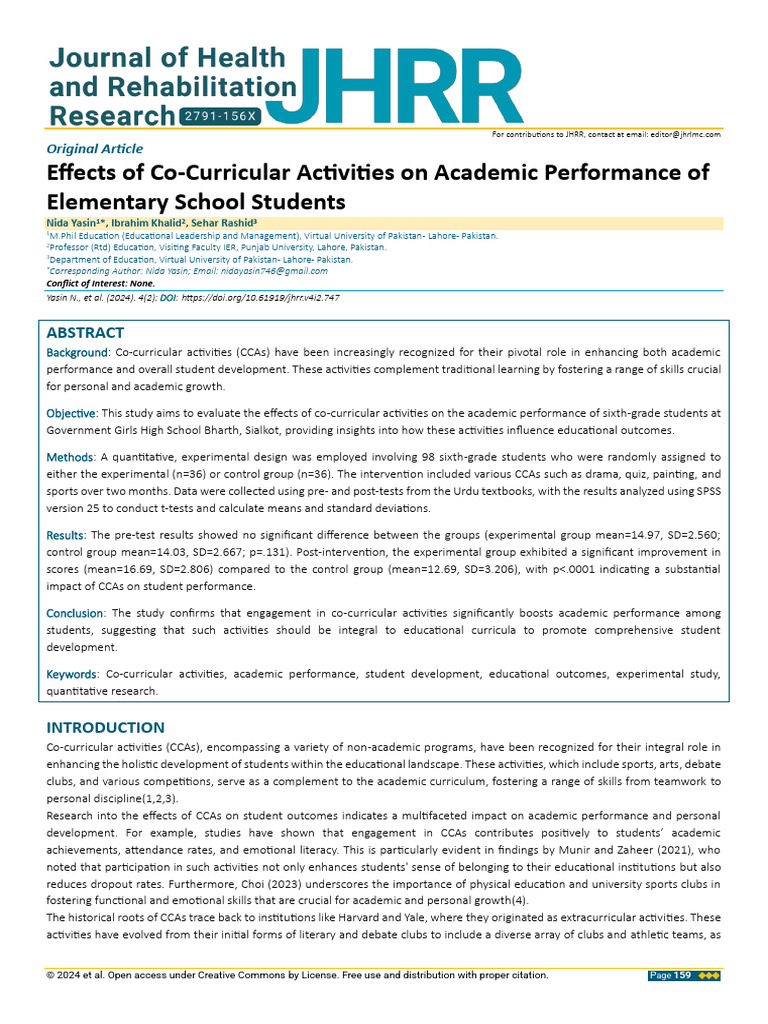 Impact of Co-Curricular Activities on Students | PDF | Methodology