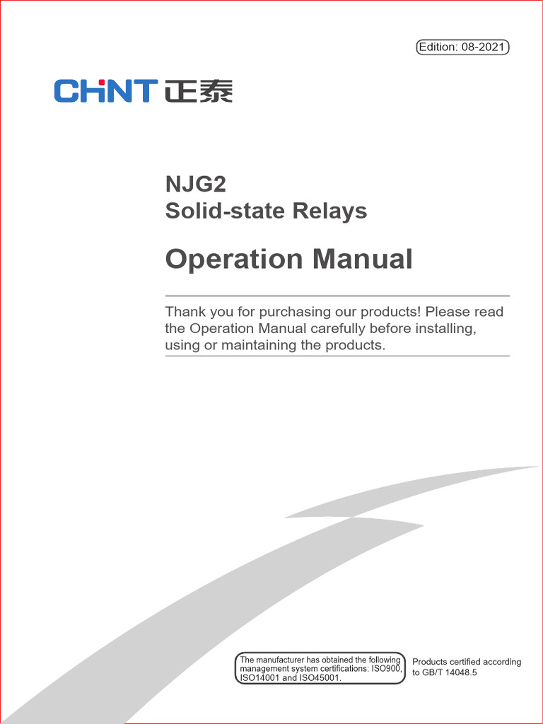 NJG2 Operation Manual (EN) | PDF | Alternating Current | Relay