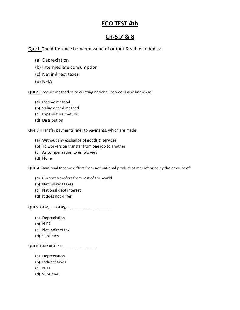 4th Test of Eco) | PDF