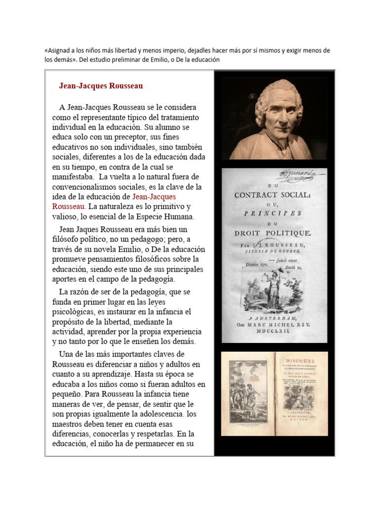 Jean Jacques Rousseau Y Su Emilio Pdf Jean Jacques Rousseau Emile