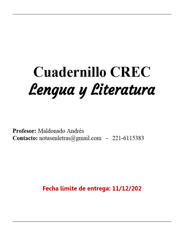 Copia de CREC CENS - Lengua y Literatura | PDF | Comunicación | Escritores