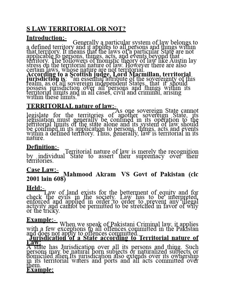 Is Law Territorial in Nature | PDF | Jurisdiction | Crimes