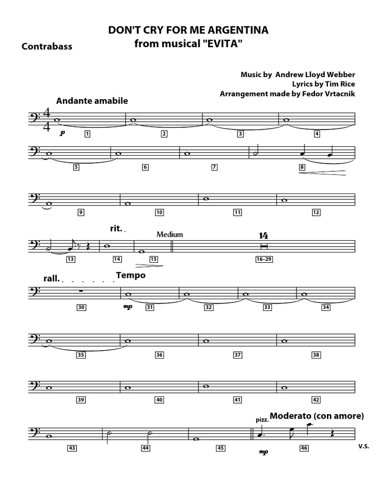 Don't Cry for Me Argentina Sheet Music | PDF | Music Theory | Song ...