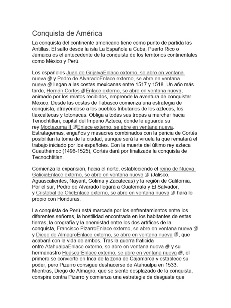 Conquista de America PDF Francisco Pizarro Hernán Cortés