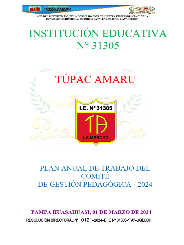 Plan Anual de Gestión Educativa 2024 | PDF | Evaluación | Pedagogía