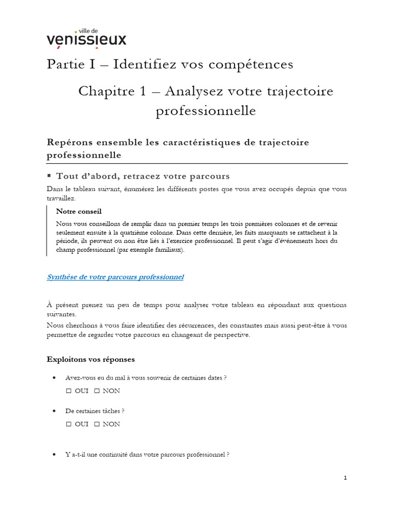 Analysez Votre Trajectoire Professionnelle | PDF
