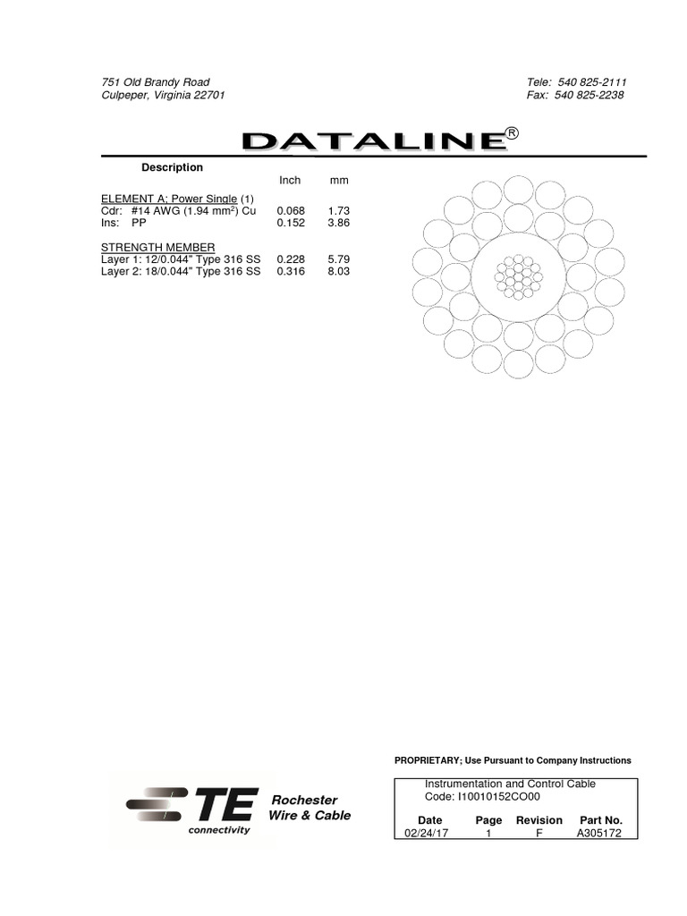 Rochester Instrumentation Cable Specs | PDF | Electrical Resistance And ...